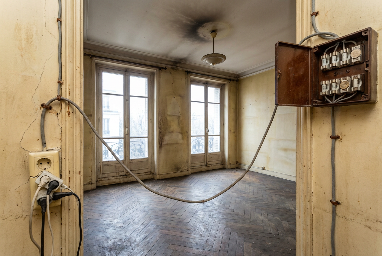 Appartement haussmannien avant rénovation électrique