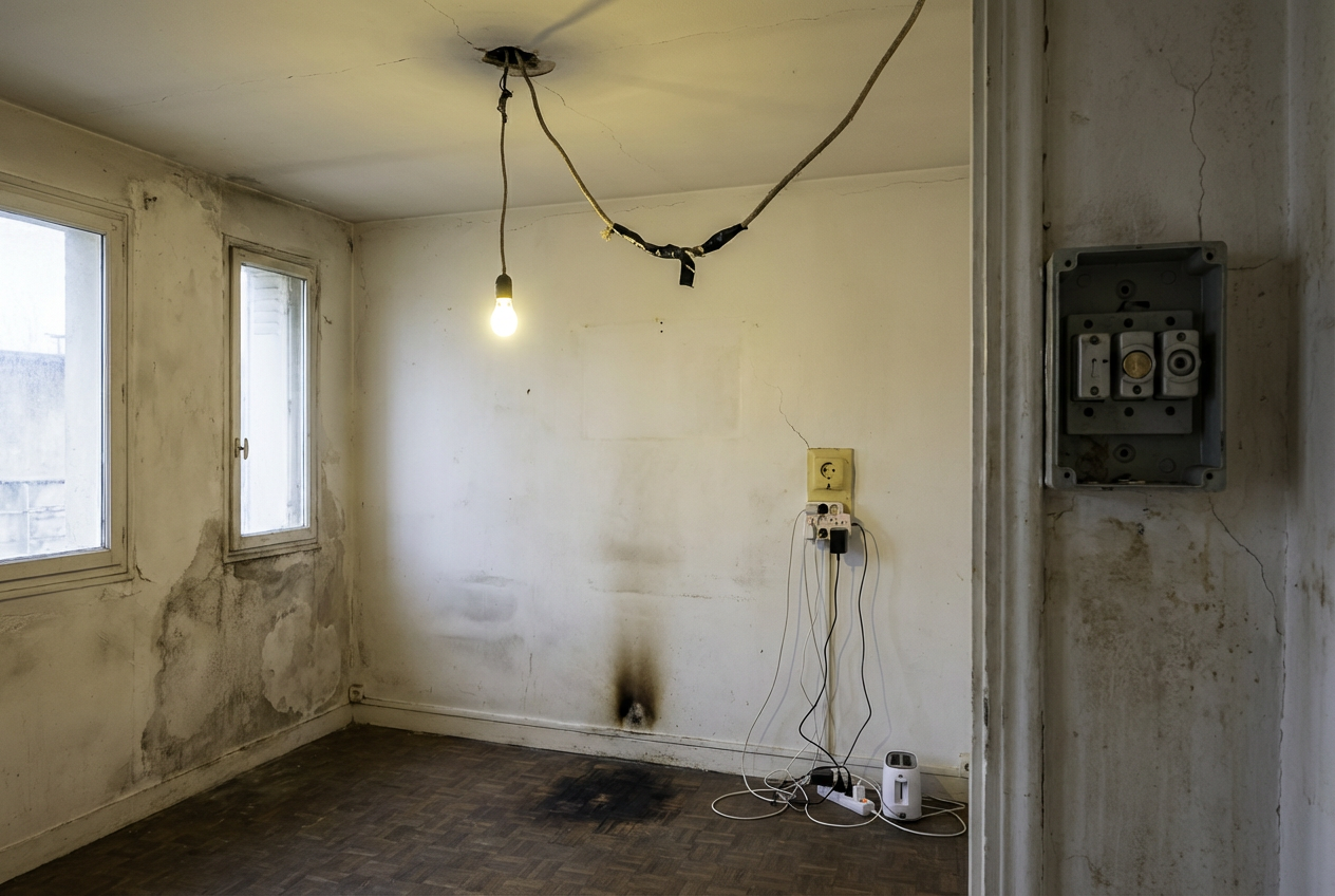 Studio locatif avant conformité électrique